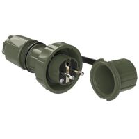 Kištukas a/k SCHUKO 3P 16A 250V IP68 su apsauginiu dangteliu žalias - PCE