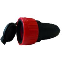 Lizdas a/k SCHUKO guminis su dangteliu ir įžeminimu 3x2.5mm2 16A/250V IP44 juodas PPKU21 - PROTEC