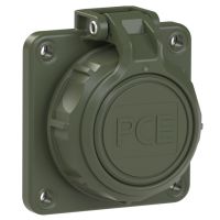 Lizdas į/l SCHUKO 3P 16A 250V IP68 su atlenkiamu apsauginiu dangteliu žalias [75x75] - PCE
