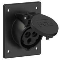 Lizdas CEE į/l 3P 16A 230V 6h IP44 juodas kampinis [80x97] - PCE