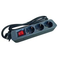 Ilgiklis 1.4m 3 lizdų H05VV-F 3x1.5mm2 su jungikliu IP20 pilkas/juodas PTSDS 3g/s - PROTEC