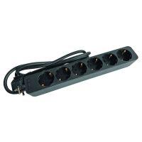 Ilgiklis 1.4m 6 lizdų H05VV-F 3x1.5mm2 IP20 juodas PTSD 6s - PROTEC