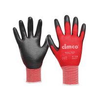 Pirštinės nailoninės 10/XL dydis dengtos poliuretanu juodos/raudonos DIN 388 SKINNY TOUCH [pora] - CIMCO