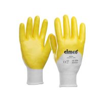 Pirštinės megztos 10/XL dydis dengtos nitrilu geltonos/baltos DIN 388 NITRIL [pora] - CIMCO