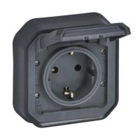 Lizdas p/t SCHUKO su dangteliu IP55 antracito spalvos 16A 250V Plexo - LEGRAND