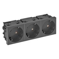 Kištukinis lizdas trigubas 33° Apsaug. kontaktas, Connect 45 250V, 10/16A Polikarbonatas juodai pilkas RAL 7021 STD-D3SC SWGR3 - OBO BETTERMANN (pavadinimas tikslinamas)