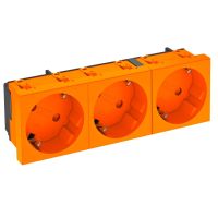 Kištukinis lizdas trigubas 33° su apsauga 250V, 10/16A Polikarbonatas oranžinis RAL 2004 STD-D3S ROR3 - OBO BETTERMANN (pavadinimas tikslinamas)
