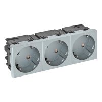 Kištukinis lizdas trigubas 33° Apsaug. kontaktas, Connect 45 250V, 10/16A Polikarbonatas lakuoto aliuminio STD-D3SC AL3 - OBO BETTERMANN (pavadinimas tikslinamas)