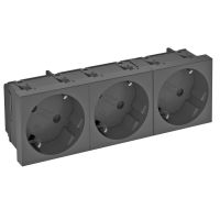 Kištukinis lizdas trigubas 33° su apsauga 250V, 10/16A Polikarbonatas juodai pilkas RAL 7021 STD-D3S SWGR3 - OBO BETTERMANN (pavadinimas tikslinamas)