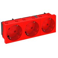 Kištukinis lizdas trigubas 33° su apsauga 250V, 10/16A Polikarbonatas ryškiai raudona RAL 3001 STD-D3S SRO3 - OBO BETTERMANN (pavadinimas tikslinamas)