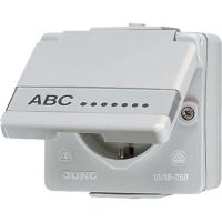 SCHUKO® socket with hinged lid and insc. - JUNG (pavadinimas tikslinamas)