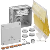 Dėžutė v/t [127x127x75] IP68 su gnybtais ir sandarinimo geliu 3x4mm2 pilka be halogenų AboxProXTSL-4 - SPELSBERG