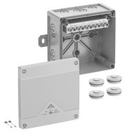 Dėžutė v/t [152x152x85] IP66/67/69 su gnybtais 5x10mm2 pilka be halogenų su tvirtinimo auselėmis AboxPro100AB-10 - SPELSBERG
