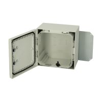 Spinta v/t [300x300x210] IP66 plastikinė su montažine plokšte tuščia 2 užraktų pilkos spalvos ARCA 303021 - FIBOX