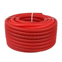 Vamzdis gofruotas D32 450N raudonas su virve ECOPIPE FLEX [50m] - ECOPIPES
