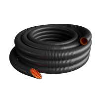 Vamzdis gofruotas D25 750N/5cm juodas UV atsparus su viela be halogenų EVOEL FM-UV-0H SMART [50m] - EVOPIPES