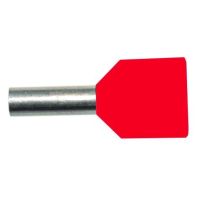 Antgalis dvigubas gilzinis izoliuotas 2x1.0mm2 Cu raudonas L-8mm PAEH [500] - PROTEC