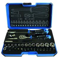 Rinkinys veržliarakčių su terkšle 14x1/4 4-15mm, antgalių 15x1/4 ir kt. PSTS 36 [rinkinyje 35 vnt.] - PROTEC