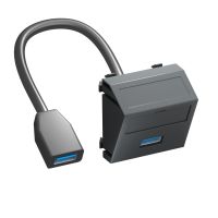 Multimedijos lizd.,USB 3.0 A-A su kabeliu, kištukas-kištukas 45x45mm Polikarbonatas juodai pilkas RAL 7021 MTS-U3A F SWGR1 - OBO BETTERMANN (pavadinimas tikslinamas)