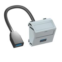 Multimedijos lizd.,USB 3.0 A-A su kabeliu, kištukas-kištukas 45x45mm Polikarbonatas lakuoto aliuminio MTS-U3A F AL1 - OBO BETTERMANN (pavadinimas tikslinamas)
