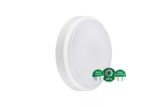 Šviestuvas v/t LED 12/30W IP65 2700/3000/4000K 1400/4050lm D-390mm H-85mm baltos spalvos WL140V 14_24_40S/827_830_840 PSU MDU WH - PHILIPS