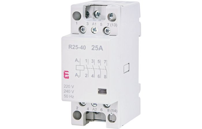 Kontaktorius 4P 25A 230V AC 4no 2 modulių R25-40 230V - ETI