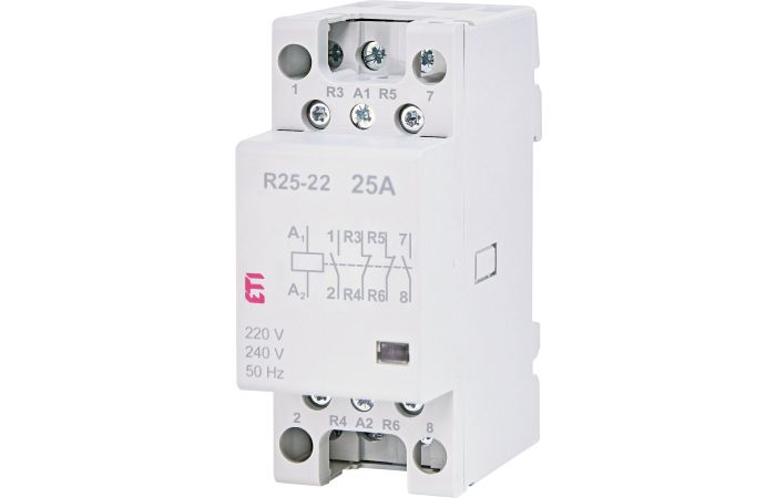 Kontaktorius 4P 25A 230V AC 2no+2nc 2 modulių R25-22 230V - ETI