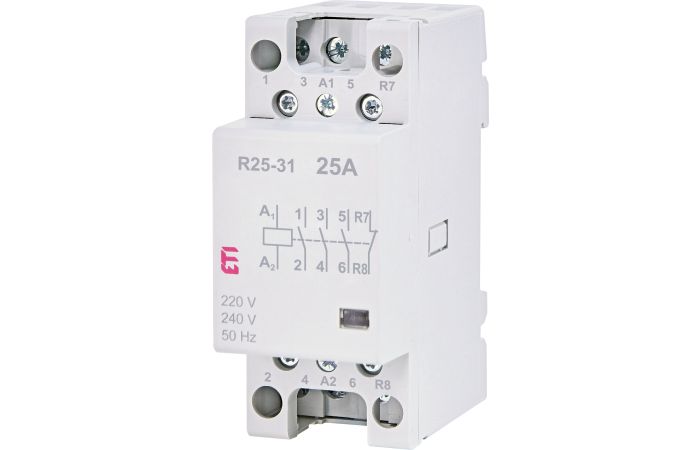 Kontaktorius 4P 25A 230V AC 3no+1nc 2 modulių R25-31 - ETI