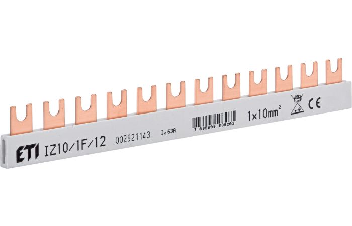 Šyna komutacinė 1P 10mm2 12 modulių šakutė IZ10/1F/12 - ETI