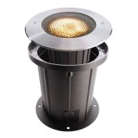 Šviestuvas į/ž LED 25W IP67 3000K 1650lm D-250mm H-190mm su koriniu filtru nerūdijančio plieno sidabrinės spalvos su laidu 0.5m COB 25 SOFT WW - DEKO LIGHT