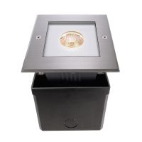 Šviestuvas į/ž LED 6W IP67 3000K 700lm 125x125mm H-75mm nerūdijančio plieno sidabrinės spalvos su laidu 0.5m SQUARE COB I WW - DEKO LIGHT