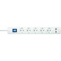Ilgiklis 1.4m 5 lizdų SCHUKO su 2xUSB 2.1A baltas H05VV-F 3x1.5 PTSD90 5SUw1 - PROTEC