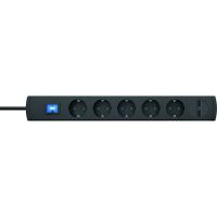Ilgiklis 1.4m 5 lizdų SCHUKO su 2xUSB 2.1A juodas H05VV-F 3x1.5 PTSD90 5SUs1 - PROTEC