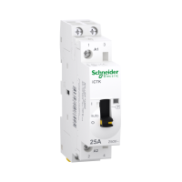 Kontaktorius 2P 25A 230V AC 2no 1 modulio su rankiniu valdymu ICTK Acti9 - SCHNEIDER ELECTRIC