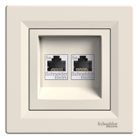 Lizdas kompiuterinis p/t dvigubas RJ45 Kat.5e UTP be rėmelio dramblio kaulo spalvos Asfora - SCHNEIDER ELECTRIC