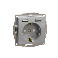 Lizdas p/t SCHUKO su 2xUSB A 2.1A aliuminio spalvos SEDNA DESIGN - SCHNEIDER ELECTRIC