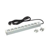 Panelė lizdų SCHUKO 9x230V, 19" 1U be jungiklio, laidas 3m, aliumininis - ZPAS