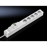 Panelė lizdų SCHUKO 5x230V 19" aliumininė 1U su automatu 2P 16A B 10kA laidas 2.0m DK 7240.240 - RITTAL