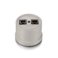 Lizdas kompiuterinis v/t dvigubas RJ45 Kat.6 UTP Cru porcelianas GARBY - FONTINI