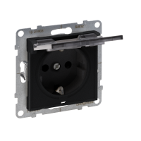 Lizdas p/t SCHUKO su dangteliu be rėmelio su apsauga nuo vaikų užspaudžiami kontaktai juodos spalvos 16A 250V Suno - LEGRAND