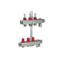 Kolektorius grindų šildymui nerūdijančio plieno su srauto matuokliu ir rankiniu nuorinimu 1'' 3+3 SSM-3 [pak. po 2 vnt.] - DANFOSS