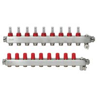 Kolektorius grindų šildymui nerūdijančio plieno su srauto matuokliu ir rankiniu nuorinimu 1'' 9+9 SSM-9 [pak. po 2 vnt.] - DANFOSS