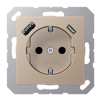 Lizdas p/t SCHUKO su USB A ir USB C 3A šampano spalvos A - JUNG