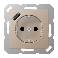 Lizdas p/t SCHUKO su USB A 2A/3A šampano spalvos A - JUNG