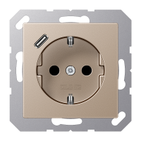 Lizdas p/t SCHUKO su USB C 2A/3A šampano spalvos A - JUNG