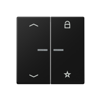 Klavišas dvigubam jungikliui žaliuzių/šviesos valdymui su rodyklėmis ir atmintimi juodos matinės spalvos A - JUNG