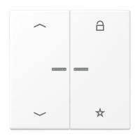 Klavišas dvigubam jungikliui žaliuzių/šviesos valdymui su rodyklėmis ir atmintimi baltos matinės spalvos LS - JUNG
