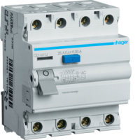 Relė srovės nuotėkio RCCB 4P 40A 30mA AC-tipas - HAGER