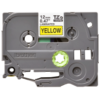 Juostelė spausdintuvui 12mm juoda ant geltono [8m] - BROTHER