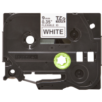 Juostelė spausdintuvui 9mm juoda ant balto itin lanksti, laminuota [8m] - BROTHER